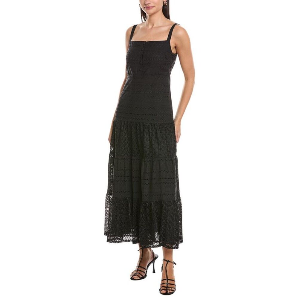 Marella Womens  Bavero Eyelet Maxi Dress, Black